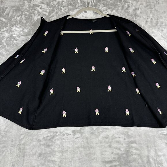 Etoile Embroidered Cardigan Women's XL Black Faberge Egg Easter Funky (1045) - Picture 5 of 9